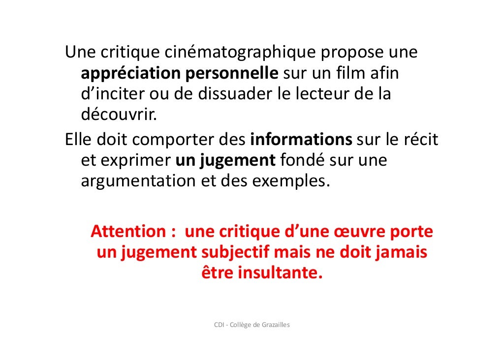Ecrire une critique de film