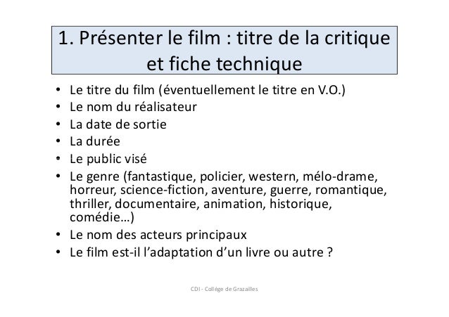 critique d un film en anglais