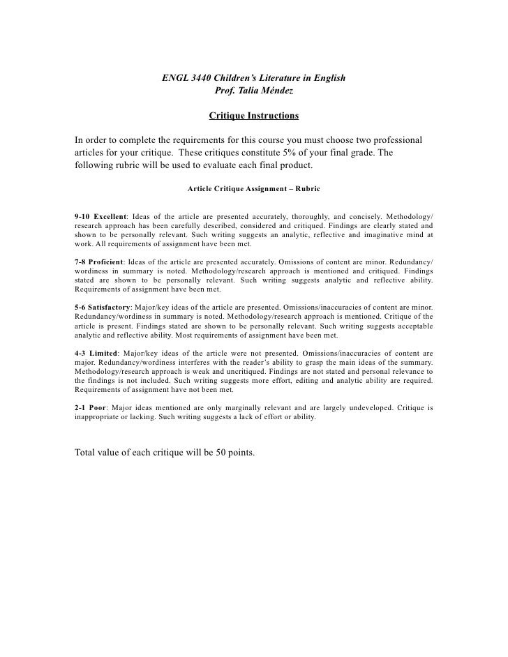 critique instructions analytic ability