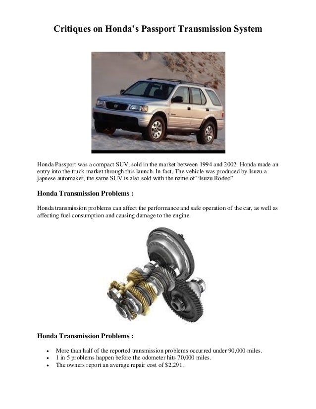 Critiques on honda’s passport transmission system