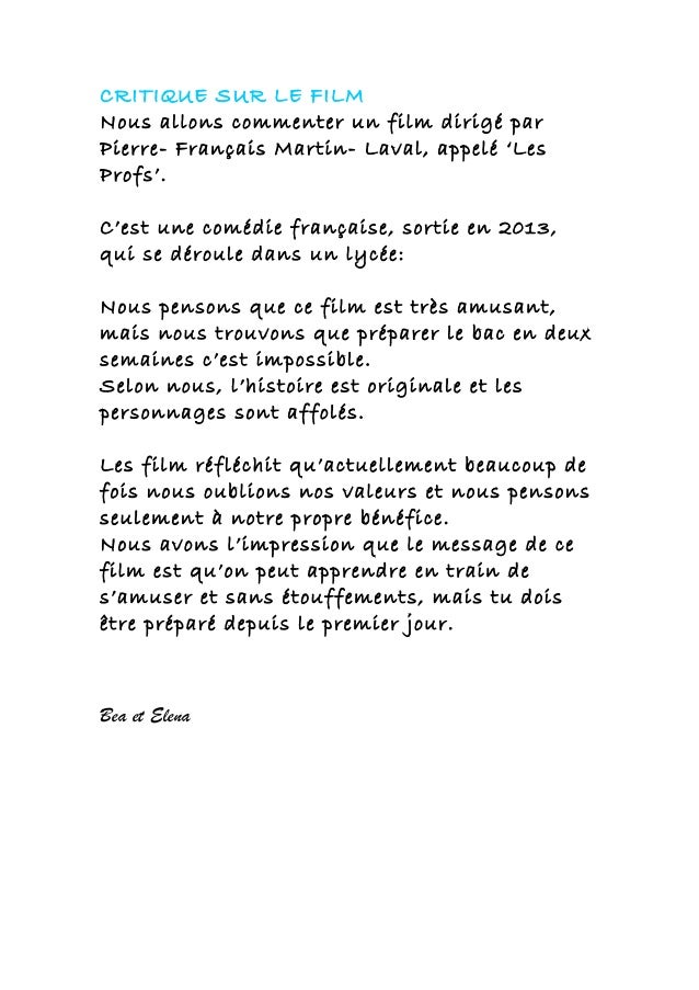 Critique sur le film les profs