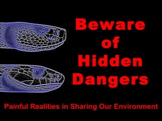 Beware of Hidden Dangers Painful Realities in Sharing Our Environment Created by Jim Neaves, J/R/Neaves Consulting 