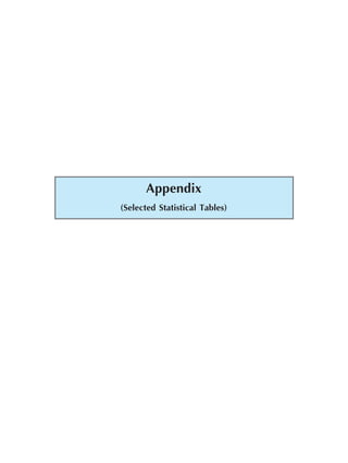 Appendix 375
Appendix
(Selected Statistical Tables)
 