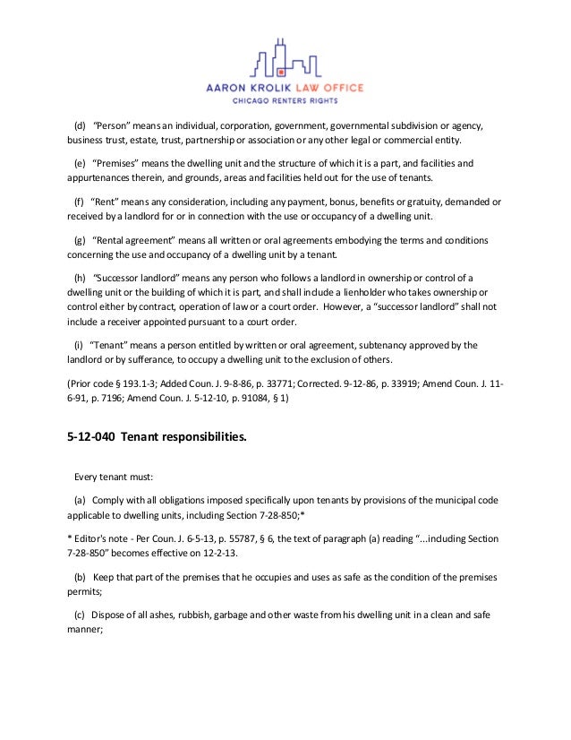 Chicago Residential Landlord &amp; Tenant Ordinance Full Version | Aaron
