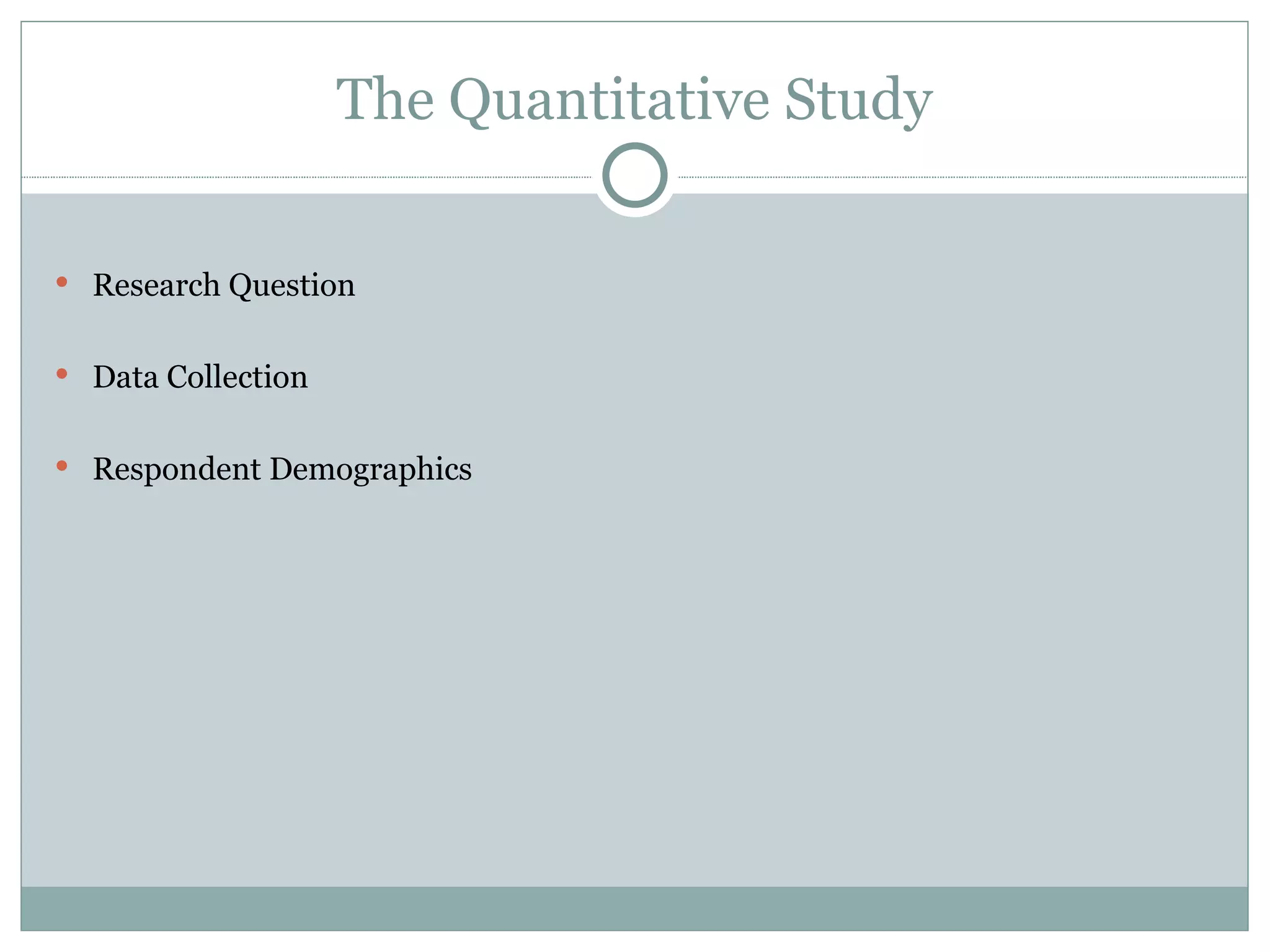 The Quantitative Study Research Question Data Collection Respondent Demographics 