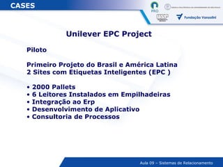 Unilever EPC Project Piloto Primeiro Projeto do Brasil e América Latina 2 Sites com Etiquetas Inteligentes (EPC ) 2000 Pallets 6 Leitores Instalados em Empilhadeiras Integração ao Erp Desenvolvimento de Aplicativo Consultoria de Processos CASES                               