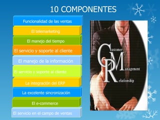 10 COMPONENTES
     Funcionalidad de las ventas

          El telemarketing

       El manejo del tiempo

El servicio y so...