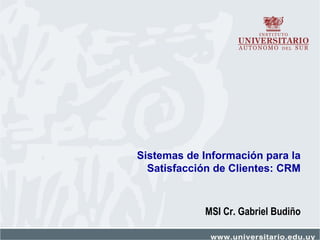Sistemas de Información para la Satisfacción de Clientes:  CRM MSI Cr. Gabriel Budiño 