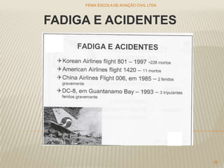 FADIGA E ACIDENTES
FENIX ESCOLA DE AVIAÇÃO CIVIL LTDA
20
 