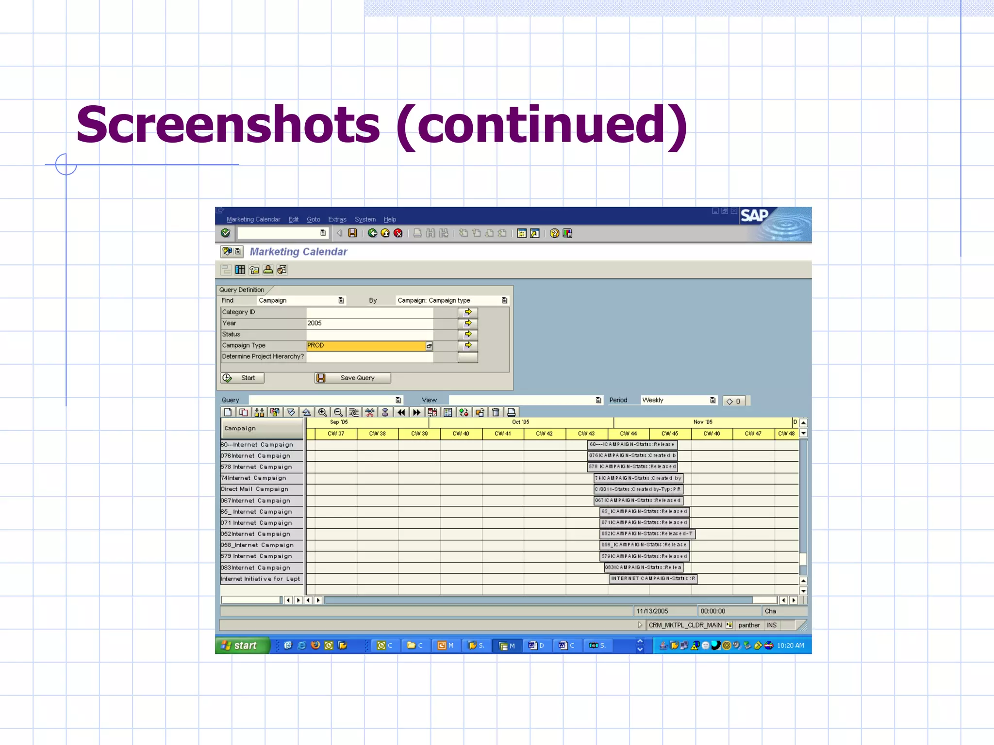 Screenshots (continued) 