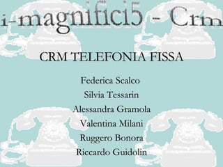 CRM TELEFONIA FISSA Federica Scalco  Silvia Tessarin Alessandra Gramola Valentina Milani Ruggero Bonora Riccardo Guidolin 