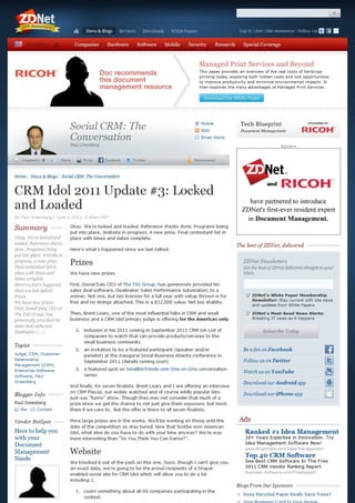 CRM Idol 2011 Update #3: Locked and Loaded