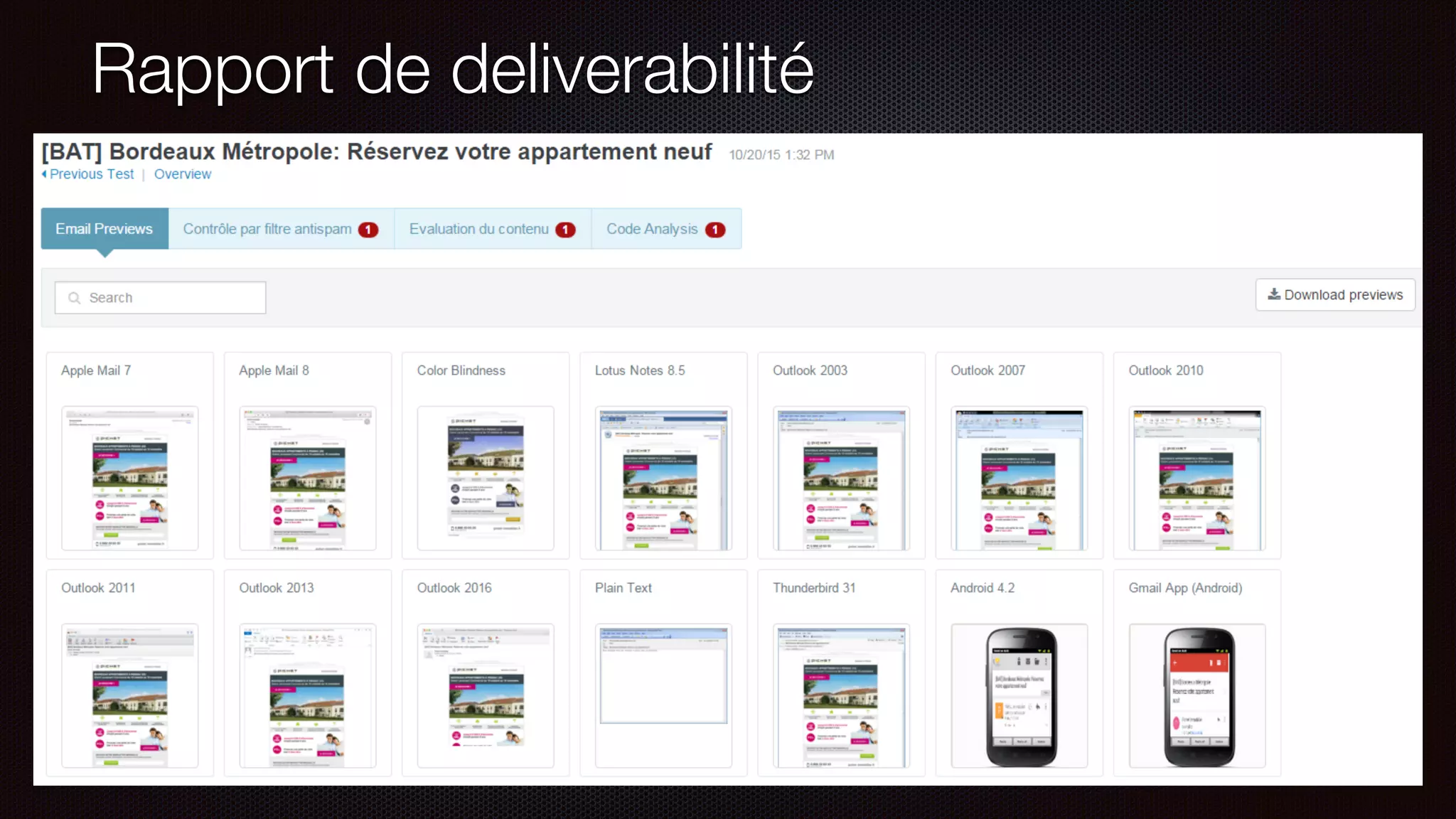 Rapport de deliverabilité
 