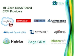 10 Cloud SAAS Based
CRM Providers
 