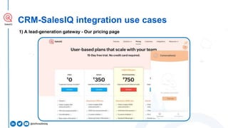 SalesIQ
CRM-SalesIQ integration use cases
1) A lead-generation gateway - Our pricing page
 