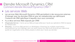 tech.days 2015#mstechdays
 Les services Web
Comment étendre Microsoft Dynamics CRM ?
L'expérience Cross Canal à travers Dynamics CRM
 