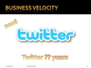 Business Velocity21.09.2009Guido Oswald232006Twitter ?? years