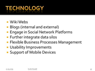 Network EvolutionDistribution NetworksElectricity NetworkTelecommunication Networks21.09.2009Guido Oswald88The value of a telecommunications network is proportional to the square of the number of connected users of the system (n2) Metcalfe's law