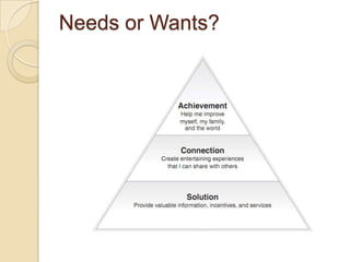 Usage	   :  non-user,  user of competing product, 				 occasional user, frequent userSEGMENTATION