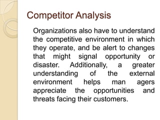 Industry competition: A company sees its competitors as all companies that make the same product or class of products. Thus, Volkswagen would be competing against all other car manufacturers.