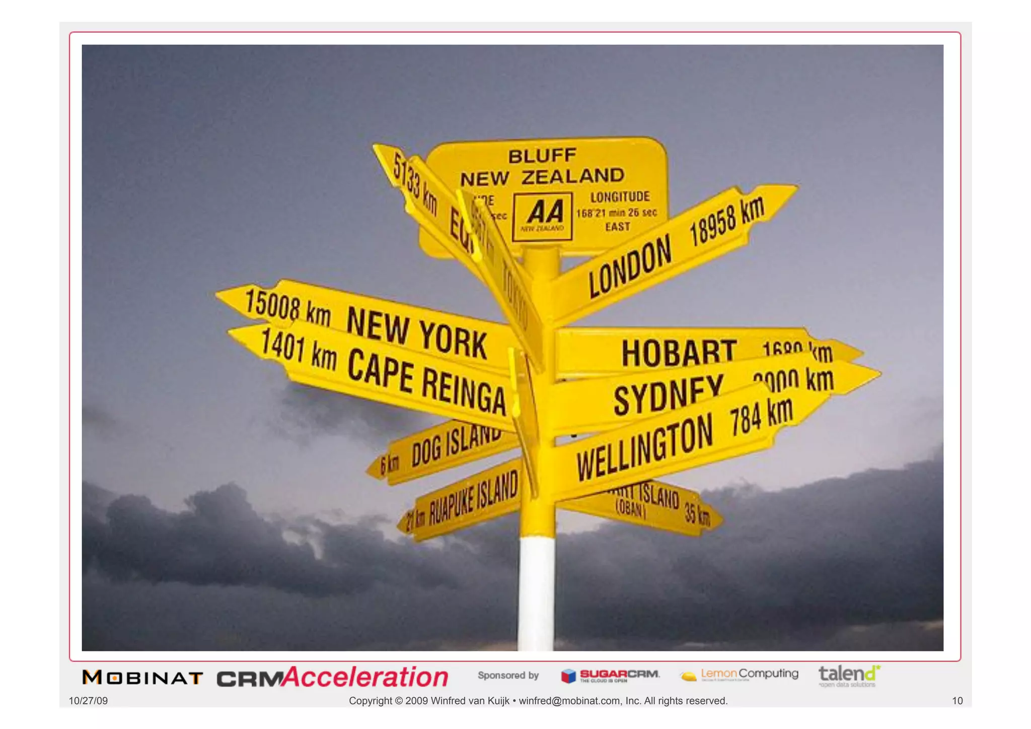 Many roads lead to Rome




10/27/09       Copyright © 2009 Winfred van Kuijk • winfred@mobinat.com, Inc. All rights reserved.   10
 