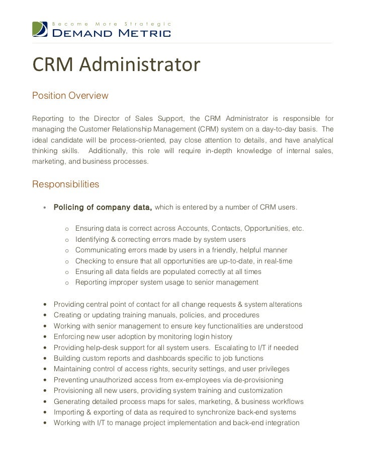 Crm Administrator Job Description