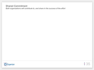 Shared Commitment
Both organizations will contribute to, and share in the success of the effort




                                                                                35
 