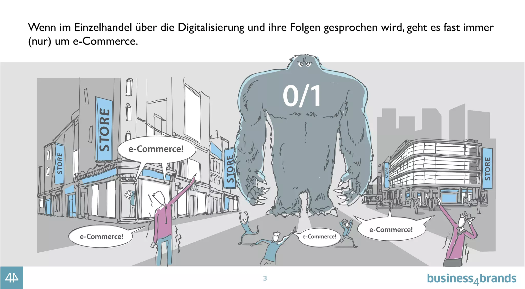 3
Wenn im Einzelhandel über die Digitalisierung und ihre Folgen gesprochen wird, geht es fast immer
(nur) um e-Commerce.
 