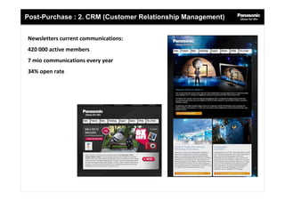 Post-Purchase : 2. CRM (Customer Relationship Management)


Newsletters current communications:
420 000 active members
7 mio communications every year
34% open rate
 
