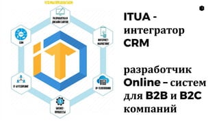 3
ITUA -
интегратор
CRM
разработчик
Online – систем
для B2B и B2C
компаний
 