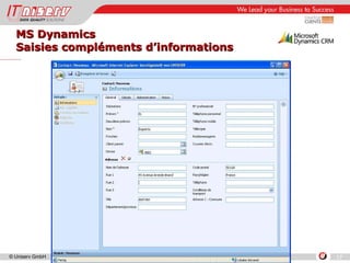 MS Dynamics Saisies compléments d’informations 