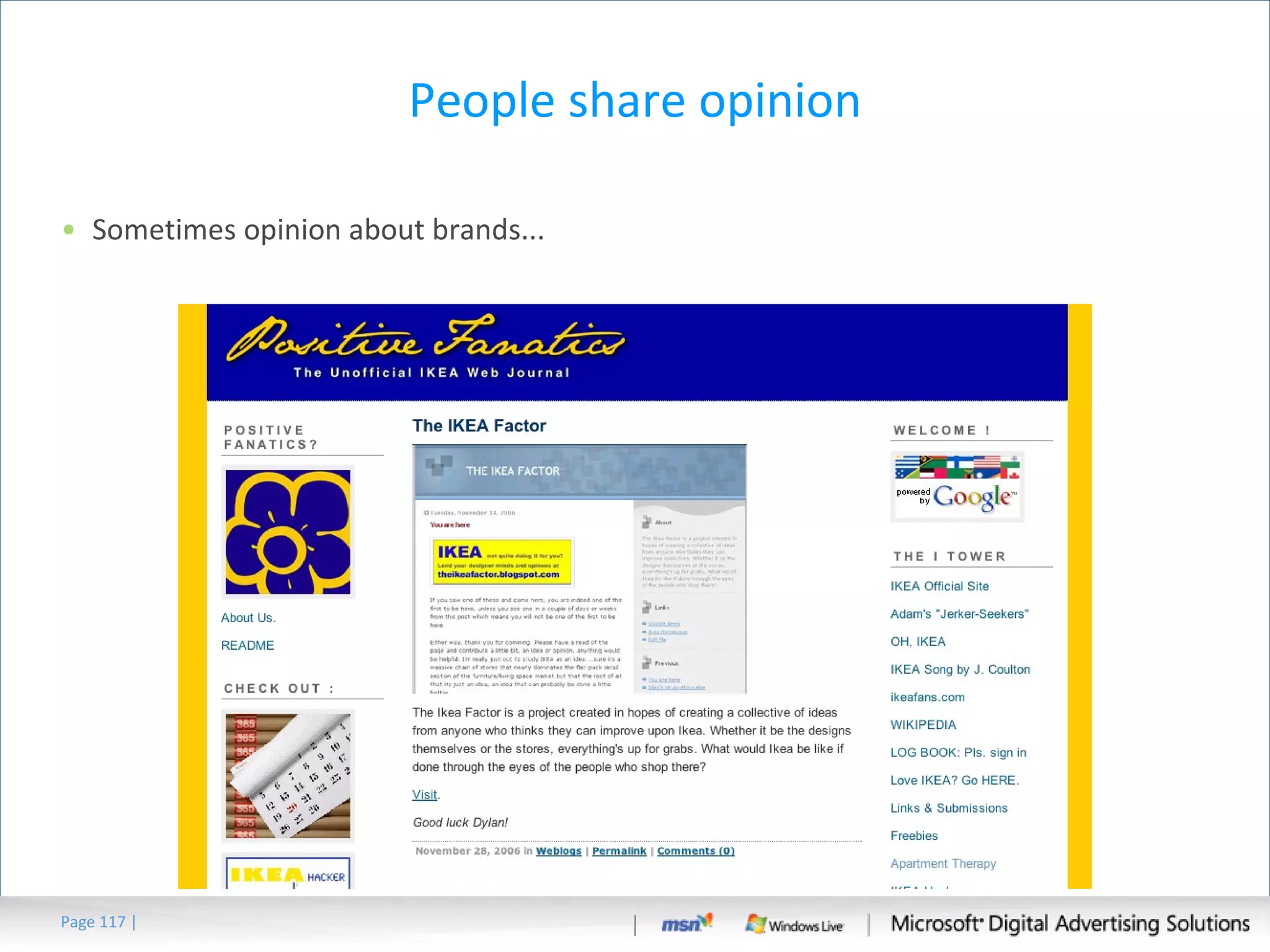 People share opinion Sometimes opinion about brands... Page   | 