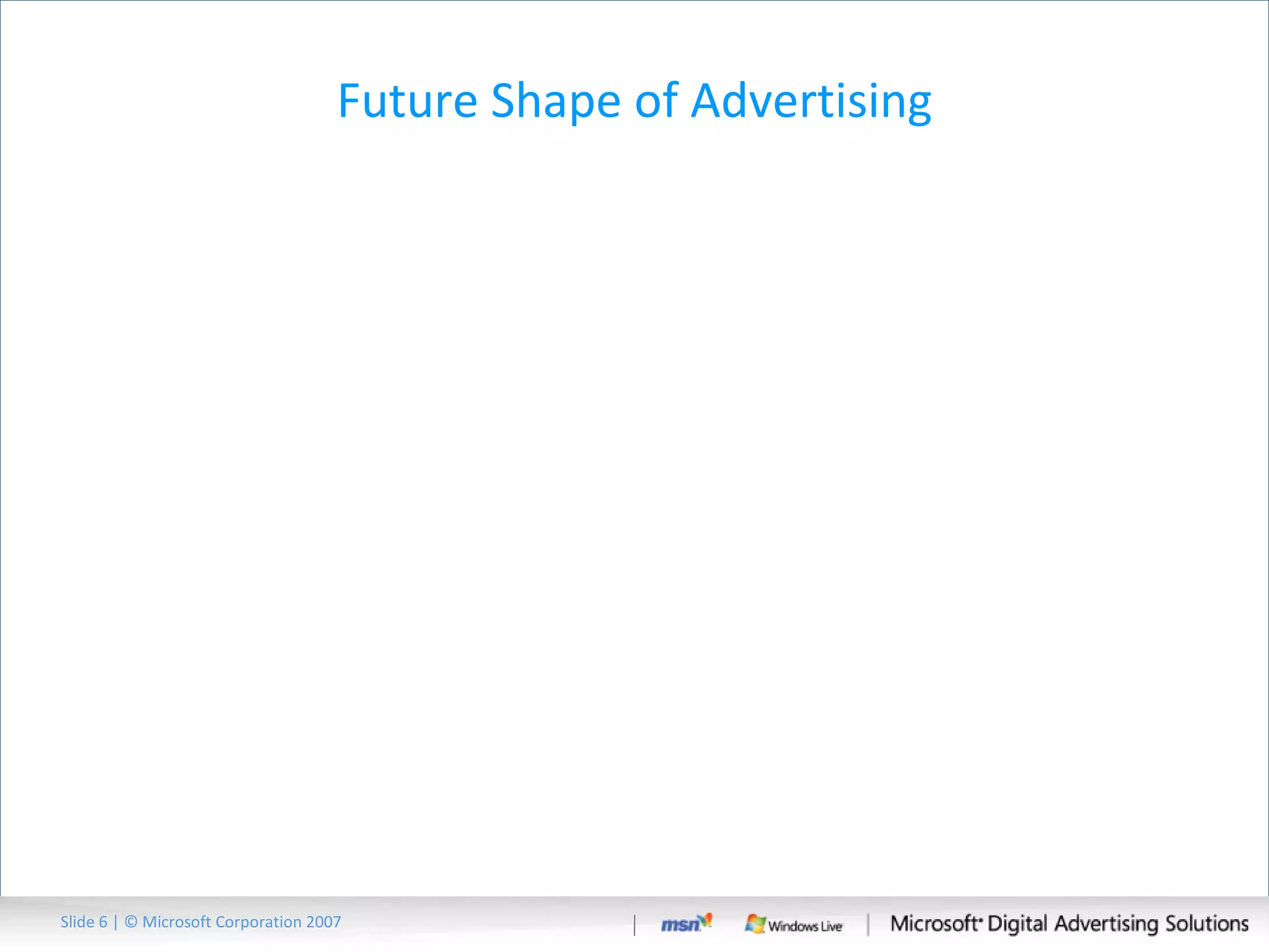 Future Shape of Advertising Slide   | © Microsoft Corporation 2007 