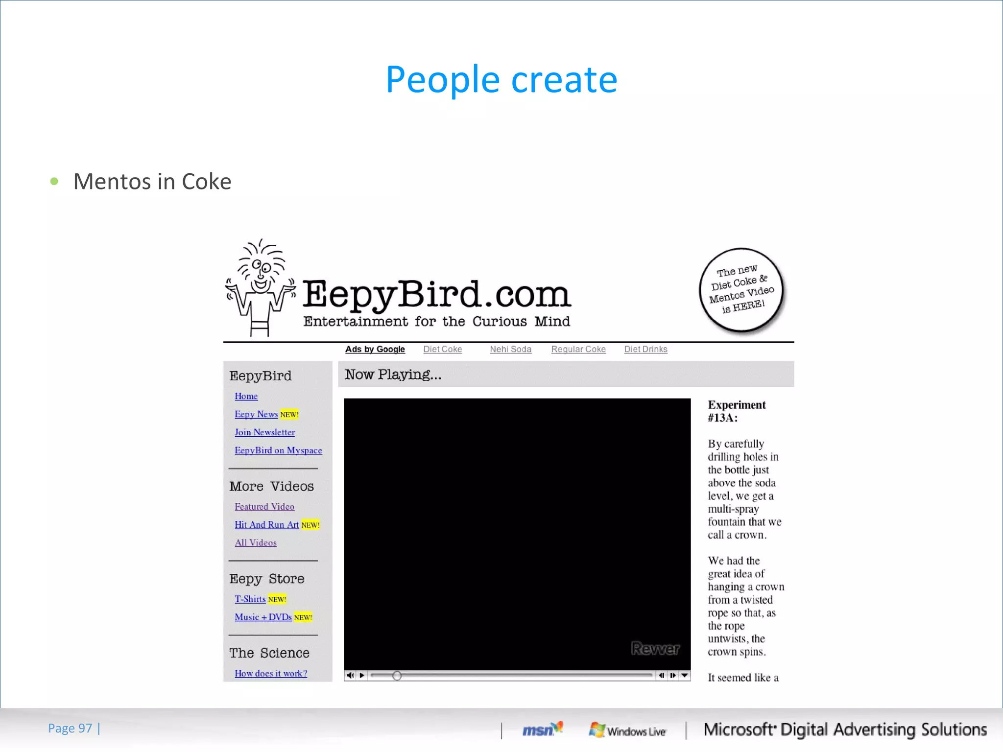 People create Mentos in Coke Page   | 