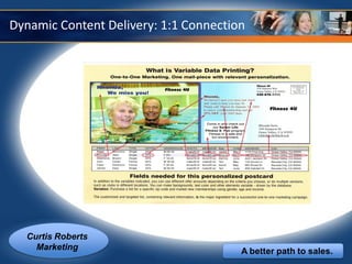 Dynamic Content Delivery: 1:1 Connection




  Curtis Roberts
    Marketing                          A better path to sales.
 