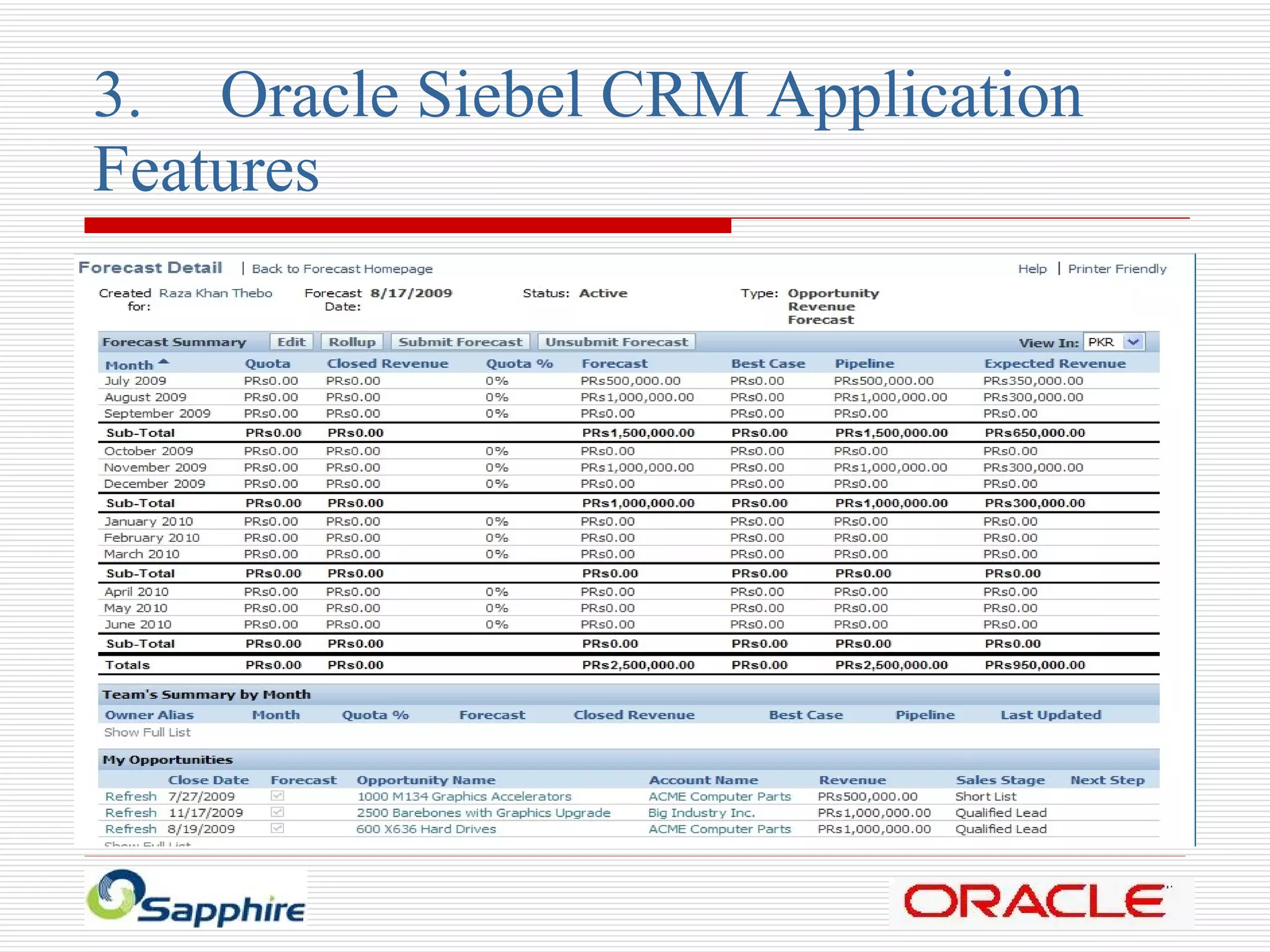 3. Oracle Siebel CRM Application  Features 