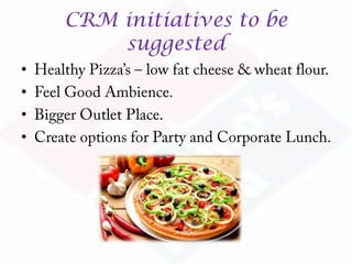 CRM initiatives to be
suggested
•
•
•
•
 