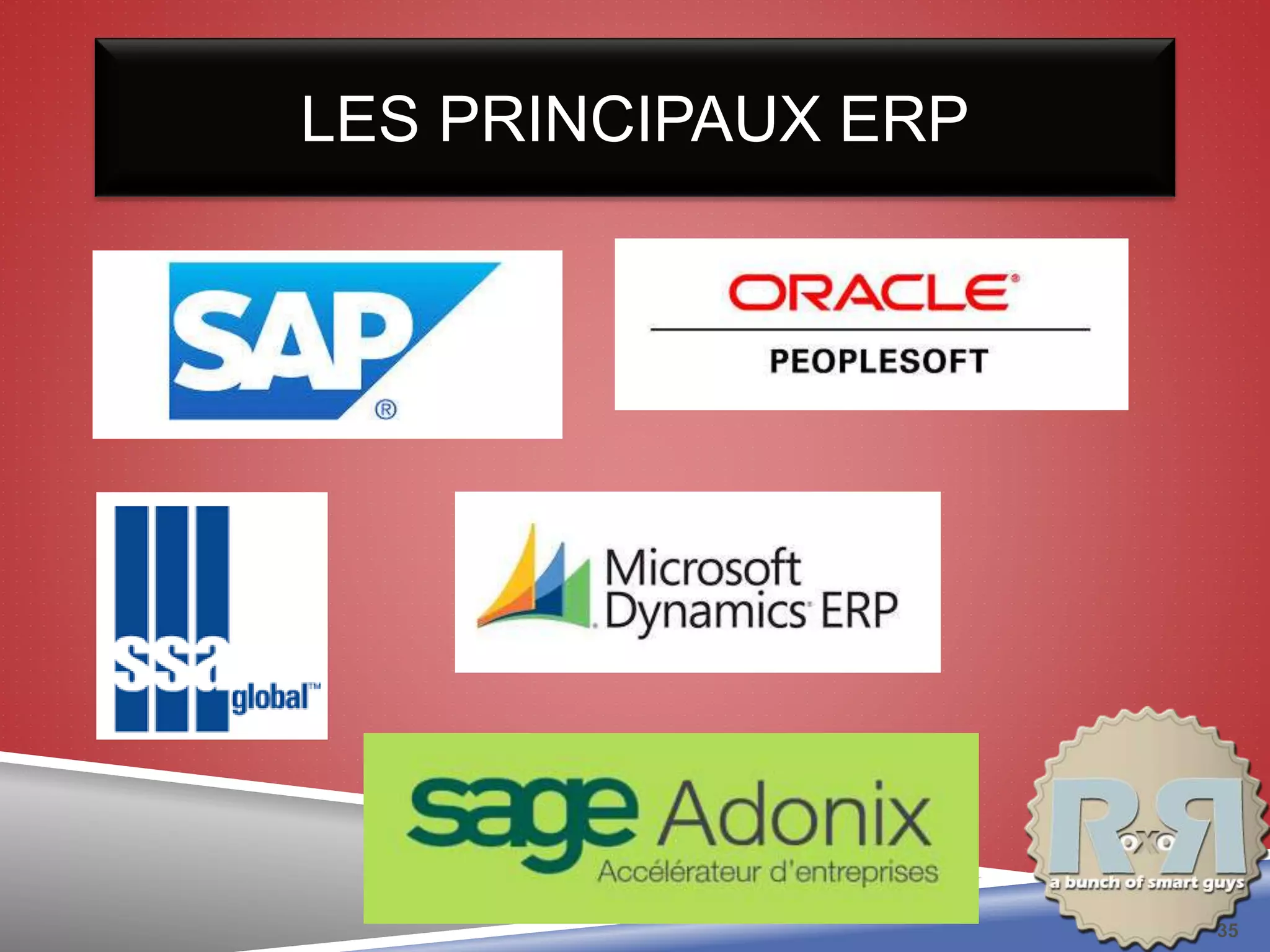 LES PRINCIPAUX ERP
35
 