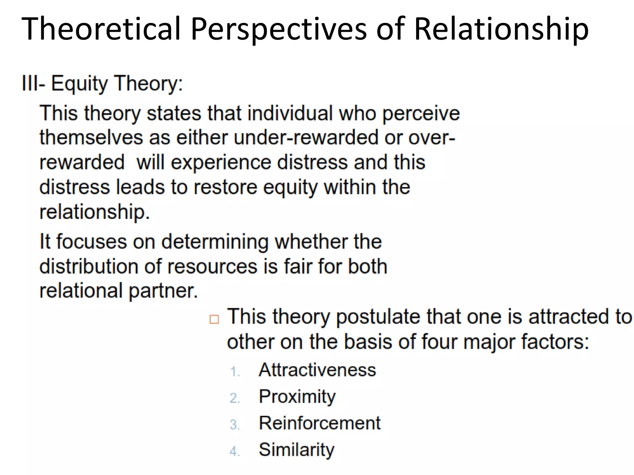 Theoretical Perspectives of Relationship
 