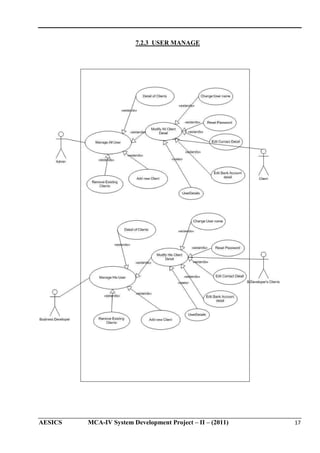 7.2.3 USER MANAGE

AESICS

MCA-IV System Development Project – II – (2011)

17

 