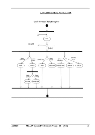 7.4.4 CLIENT MENU NAVIGATION

AESICS

MCA-IV System Development Project – II – (2011)

28

 