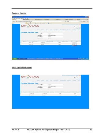 Payment Update

After Updation Process

AESICS

MCA-IV System Development Project – II – (2011)
IV

60

 