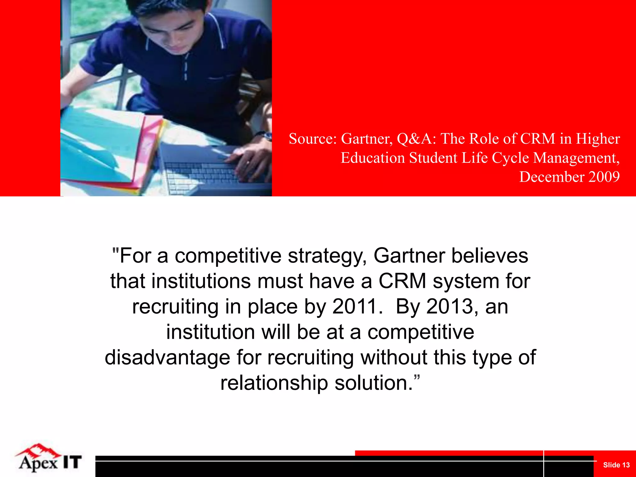 Apex IT is a full service consultancy – our service offering addresses the entire application implementation continuum - everything from strategy development and implementation, to change management and training