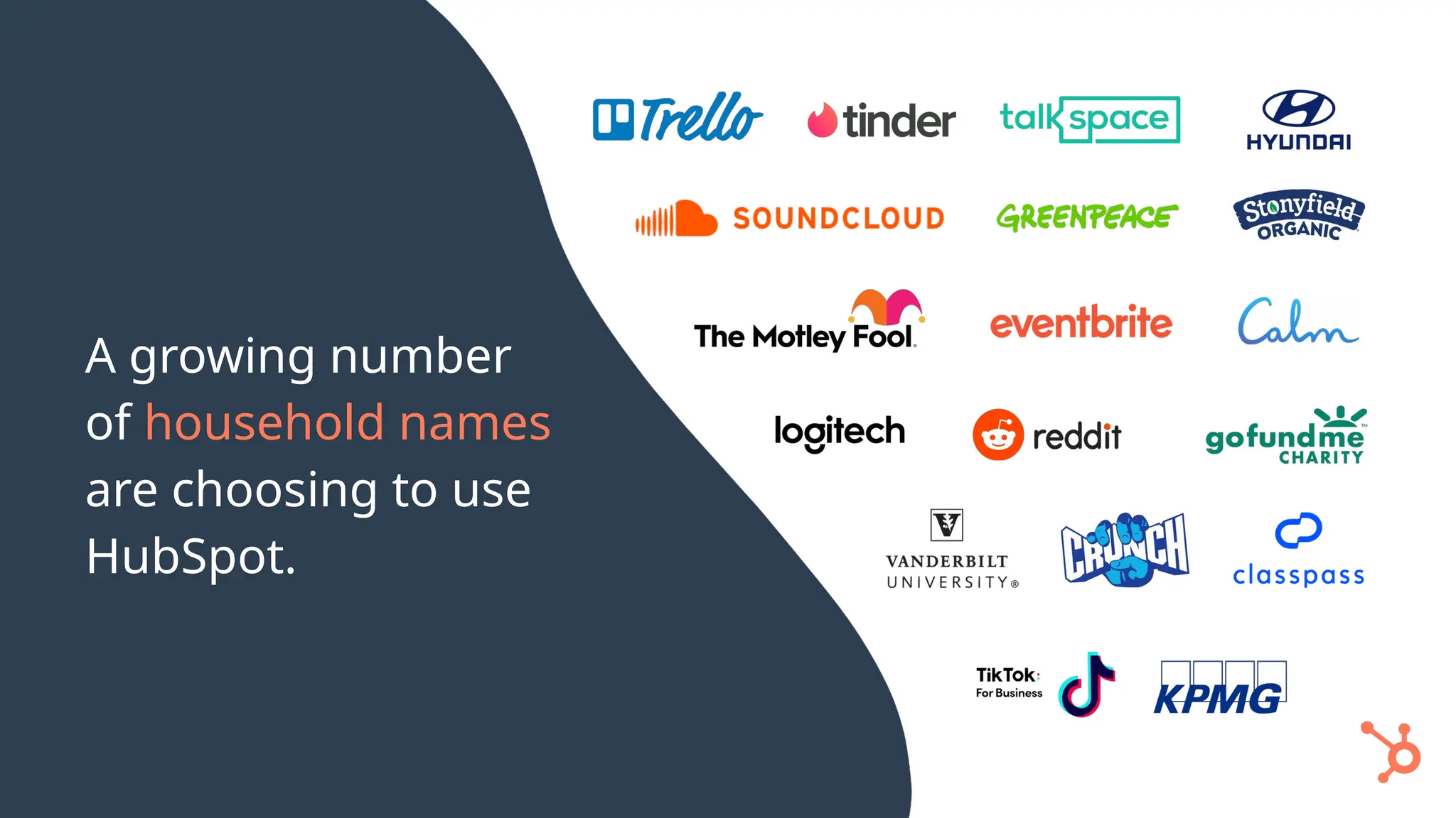 A growing number
of household names
are choosing to use
HubSpot.
 