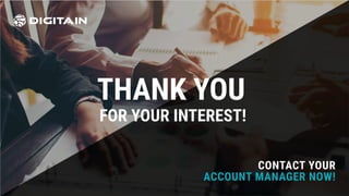 CONTACT YOUR
ACCOUNT MANAGER NOW!
THANK YOU
FOR YOUR INTEREST!
 