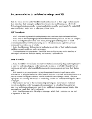 CRM practices in banks | DOCX