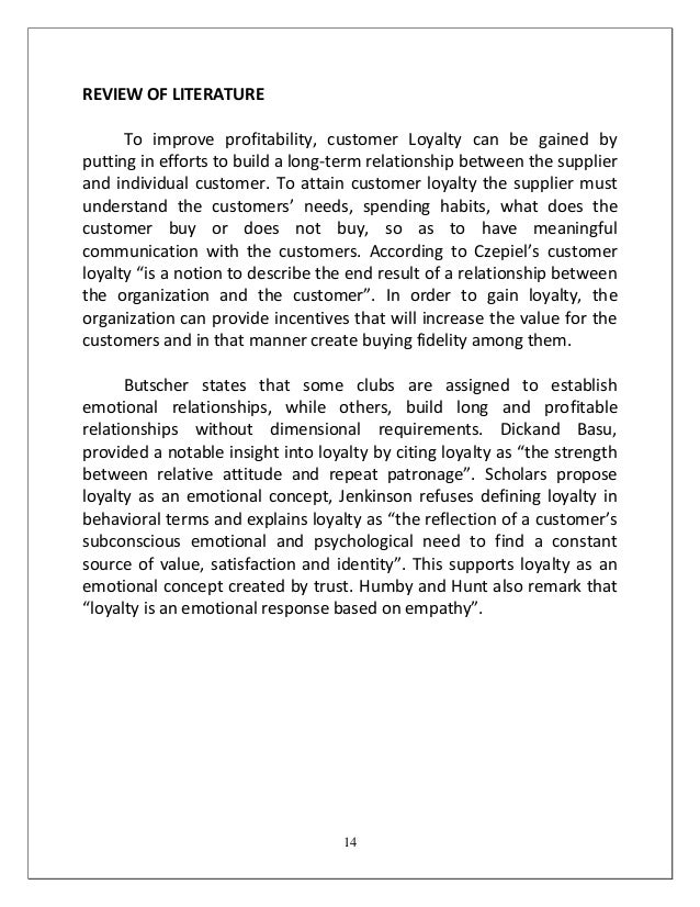 Literature review on customer loyalty programs