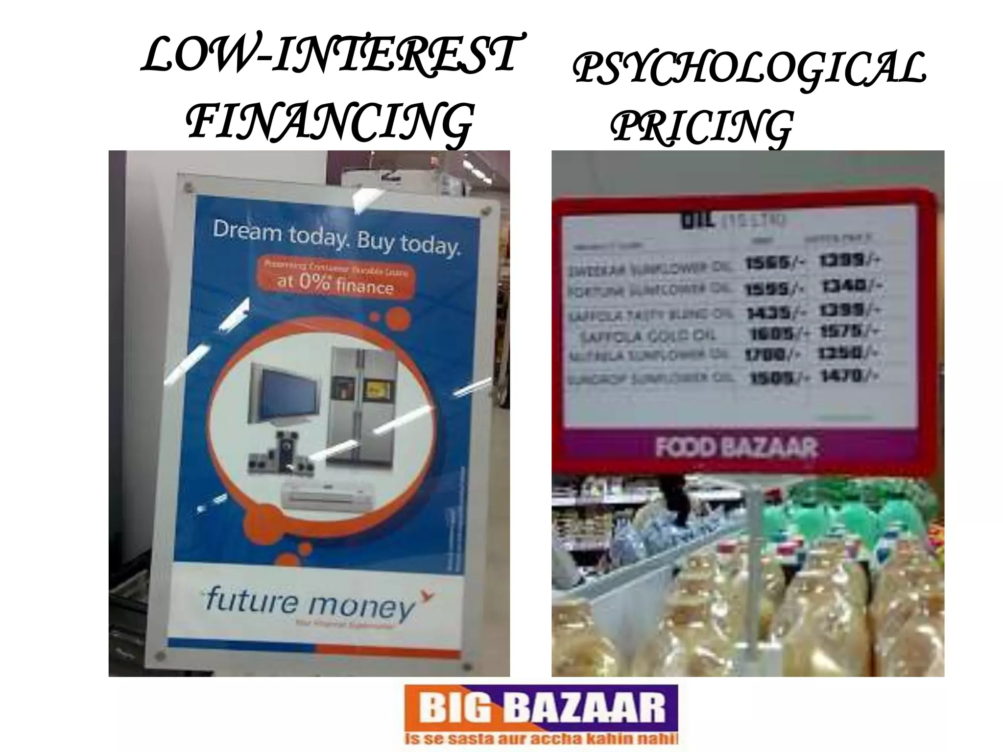 LOW-INTEREST   PSYCHOLOGICAL
 FINANCING      PRICING
 