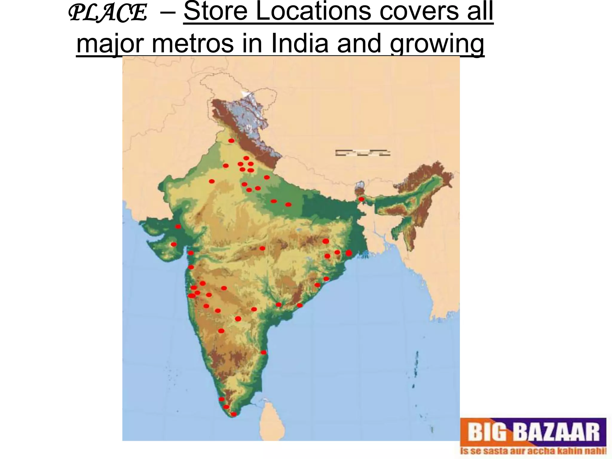 PLACE – Store Locations covers all
 major metros in India and growing
 