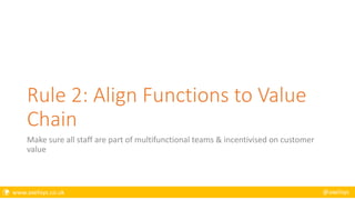  www.axelisys.co.uk @axelisys
Rule 2: Align Functions to Value
Chain
Make sure all staff are part of multifunctional teams & incentivised on customer
value
 
